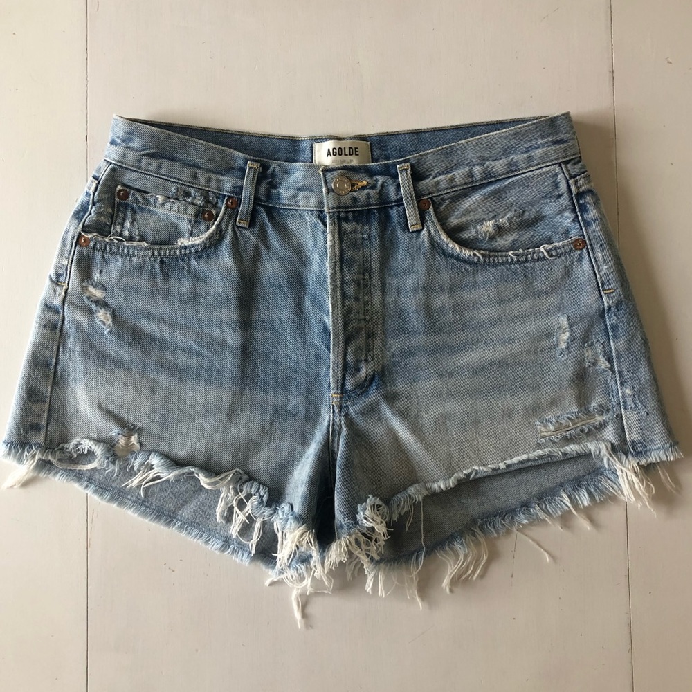 AGOLDE Parker distressed denim shorts